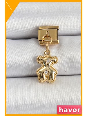 Havor Zirkon Taşlı Sallantılı Ayıcık Charm Bileklik Aksesuarı