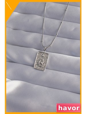 Havor Lazer Işlemeli Tarot Göz Figürlü Kolye 45CM Zincir