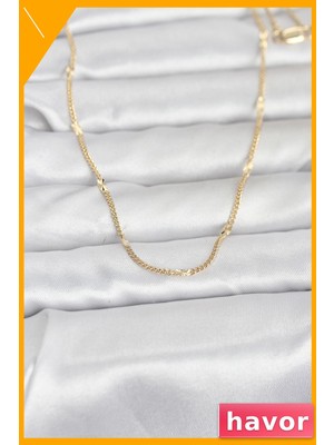 Havor 60 cm Uzunluğunda 14K Altın Renk Kaplamalı Kadın Kolye