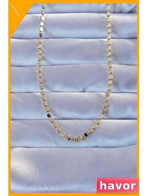 Havor Parçalı Ezme Kolye 60 cm 316L Çelik Gold Renk