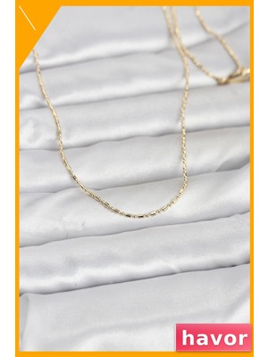 Havor 60 cm Uzunlukta Pirinç Altın Renk Kaplama Kadın Kolye
