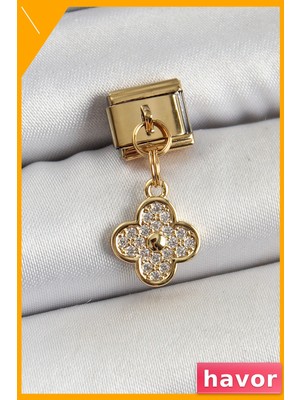 Havor Paslanmaz Çelik Yonca Desenli Charm Bileklik Aksesuarı