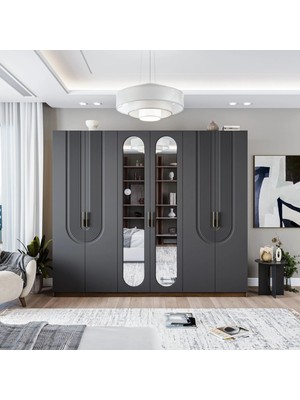 Velmo Aspen 6 Kapaklı Gardırop (Antrasit)