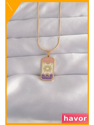 Havor Kararmaz Paslanmaz Çelik Tarot Kolye Ay Figürlü