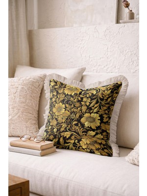 Hanna Home Dekoratif Kırlent Kılıfı Botanik Floral Desenli Yastık Kılıfı Yatak Odası Dekoru 43X43 cm