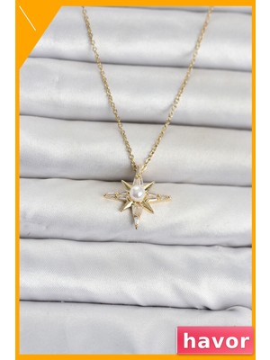 Havor Paslanmaz Çelik Kadın Kolye 45CM Gold Kutup Yıldızı Modeli