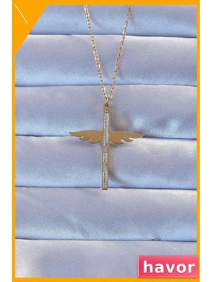 Havor Zirkon Taşlı Paslanmaz Çelik Kolye 45CM Uzunluk