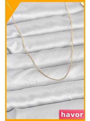 Havor Pirinç Üzerine Altın Renk Kaplamalı Kadın Kolye 60CM