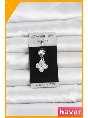 Havor Sallantılı Yonca Model Göbek Piercing 316L Cerrahi Çelik