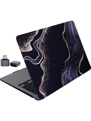 MacBook Air 13 Inç Kılıf Touch Id Uyumlu M1/ıntel Sert Kapak Tpu Lazer Baskılı Mermer Desen In