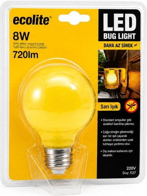 Ecolite LED Bug Light 8W Sarı Işık Sinek Azaltıcı LED Ampul