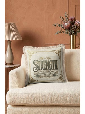 Hanna Home Saçaklı Kırlent Kılıfı Sloganlı Dekoratif Yastık Kılıfı Yatak Odası Dekoru 43X43 cm