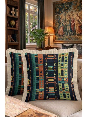 Hanna Home Saçaklı Saçaklı Kırlent Soyut Geometrik Dekoratif Kırlent Kılıfı Yatak Odası Dekoru 43X43 cm