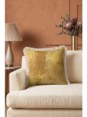 Hanna Home Dekoratif Kırlent Kılıfı Mermer Desenli Yatak Odası Dekoru Saçaklı Yastık Kılıfı 43X43 cm