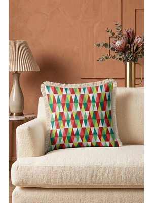 Hanna Home Saçaklı Kırlent Kılıfı Modern Geometrik Desenli Ev Dekorasyonu Saçaklı Saçaklı Kırlent 43X43 cm