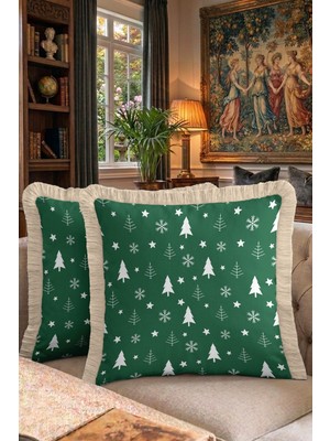 Hanna Home Yeşil Dekoratif Motif Desenli Dekoratif Kırlent Kılıfı Kırlent Kılıfı Yatak Odası Dekoru 43X43 cm
