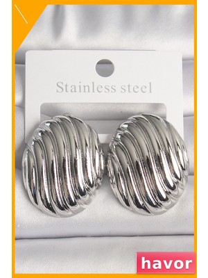 Havor Pirinç Oval Küpe Modeli Kadın Aksesuarı
