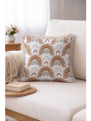 Hanna Home Saçaklı Yastık Kılıfı Kırlent Kılıfı Geometrik Dekoratif Yastık Kılıfı Ev Dekorasyonu 43X43 cm
