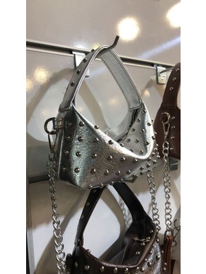 Pazarvia Shop Zımbalı Deri El ve Çarpraz Çanta