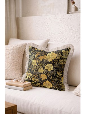 Hanna Home Dekoratif Kırlent Kılıfı Botanik Floral Desenli Yastık Kılıfı Koltuk Takımı Aksesuarı 43X43 cm
