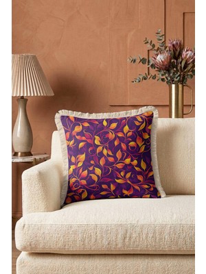 Hanna Home Tropikal Çiçek Desenli Dekoratif Kırlent Kılıfı Yastık Kılıfı Yatak Odası Dekoru 43X43 cm