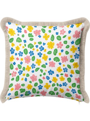 Hanna Home Çiçek Desenli Dekoratif Kırlent Kılıfı Kırlent Kılıfı Yatak Odası Dekoru 43X43 cm
