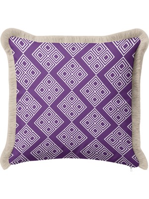 Hanna Home Kırlent Kılıfı Mor Geometrik Dekoratif Yastık Kılıfı Yastık Kılıfı Koltuk Takımı Aksesuarı 43X43 cm