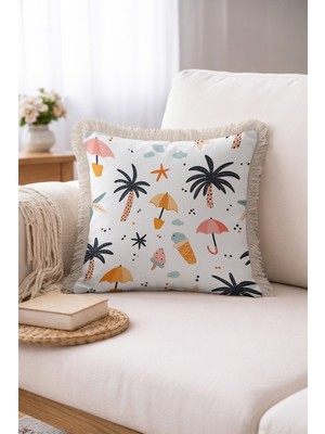 Hanna Home Tropikal Çiçek Desenli Dekoratif Yastık Kılıfı Kırlent Kılıfı Yatak Odası Dekoru 43X43 cm
