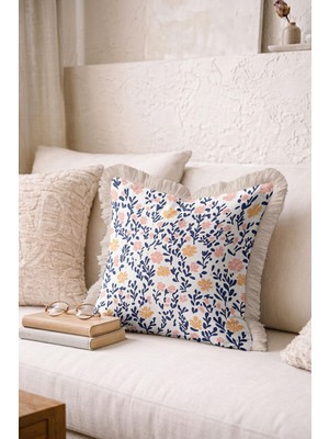 Hanna Home Dekoratif Kırlent Kılıfı Tropikal Çiçek Desenli Kırlent Kılıfı Ev Dekorasyonu 43X43 cm