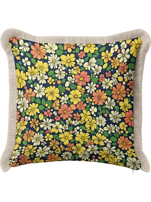 Hanna Home Dekoratif Kırlent Kılıfı Botanik Floral Desenli Yastık Kılıfı Salon Koltuk Yastığı 43X43 cm