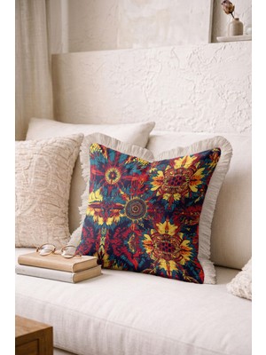 Hanna Home Dekoratif Yastık Kılıfı Bohem Etnik Desenli Yatak Odası Dekoru Saçaklı Saçaklı Kırlent 43X43 cm