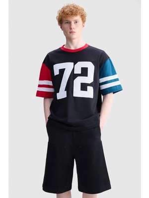 Ecko Unltd. Zıan Oversize Bisiklet Yaka Baskılı Nakışlı %100 Pamuk Erkek Siyah Tişört