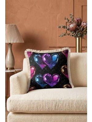 Hanna Home Saçaklı Kırlent Kılıfı Minimal Düz Saçaklı Kırlent Koltuk Takımı Aksesuarı 43X43 cm