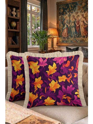 Hanna Home Tropikal Çiçek Desenli Dekoratif Kırlent Kılıfı Yastık Kılıfı Kanepe Dekorasyonu 43X43 cm