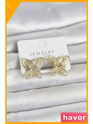 Havor Model Pirinç Kadın Küpe Gold Renk Füsun