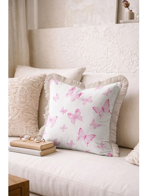 Hanna Home Botanik Floral Desenli Dekoratif Yastık Kılıfı Yastık Kılıfı Salon Koltuk Yastığı 43X43 cm