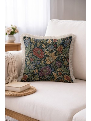 Hanna Home Dekoratif Çiçek Desenli Dekoratif Kırlent Kılıfı Yastık Kılıfı Kanepe Dekorasyonu 43X43 cm