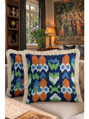 Hanna Home Saçaklı Kırlent Kılıfı Saç Örgü Desenli Saçaklı Kırlent Yatak Odası Dekoru 43X43 cm