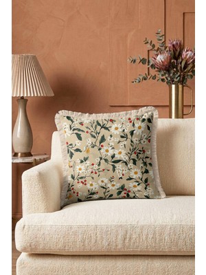 Hanna Home Botanik Floral Desenli Dekoratif Kırlent Kılıfı Yastık Kılıfı Ev Dekorasyonu 43X43 cm