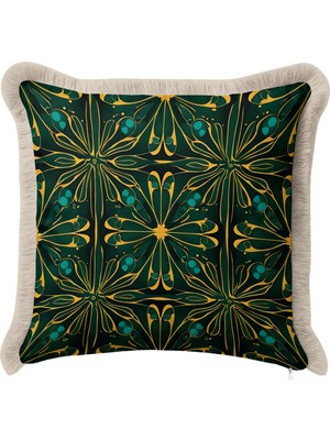 Hanna Home Saçaklı Yastık Kılıfı Geometrik Desenli Dekoratif Yastık Kılıfı Ev Dekorasyonu 43X43 cm