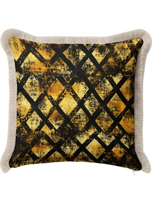 Hanna Home Saçaklı Yastık Kılıfı Geometrik Desenli Kırlent Kılıfı Yatak Odası Dekoru 43X43 cm