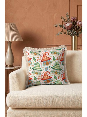 Hanna Home Dekoratif Yastık Kılıfı Kırlent Kılıfı Noel Temalı Yastık Kılıfı Kanepe Dekorasyonu 43X43 cm