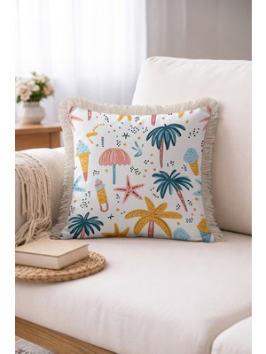 Hanna Home Tropikal Çiçekli Dekoratif Yastık Kılıfı Kırlent Kılıfı Ev Dekorasyonu 43X43 cm