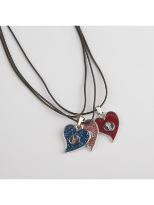 Fantastik Store Kalp Metal Vinlex Deri Kolye