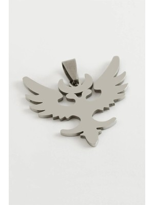 Fantastik Store Çift Başlı Kartal Çelik Kolye Ucu 3,5 cm