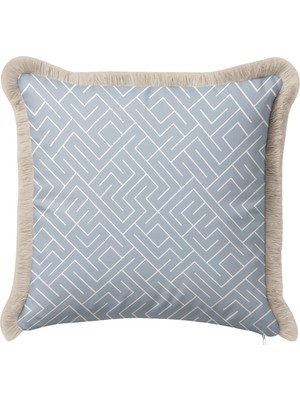 Hanna Home Dekoratif Yastık Kılıfı Mavi Labirent Desenli Yastık Kılıfı Kanepe Dekorasyonu 43X43 cm