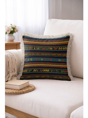 Hanna Home Geometrik Dekoratif Kırlent Kılıfı Yastık Kılıfı Kanepe Dekorasyonu 43X43 cm Dijital Baskılı