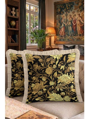 Hanna Home Tropikal Çiçek Desenli Dekoratif Kırlent Kılıfı Yastık Kılıfı Koltuk Takımı Aksesuarı 43X43 cm