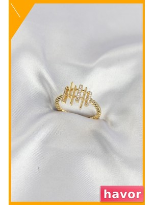 Havor Ayarlanabilir Zirkon Taşlı Sütun Model Yüzük Gold