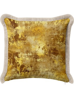 Hanna Home Dekoratif Kırlent Kılıfı Mermer Desenli Kanepe Dekorasyonu Saçaklı Saçaklı Kırlent 43X43 cm